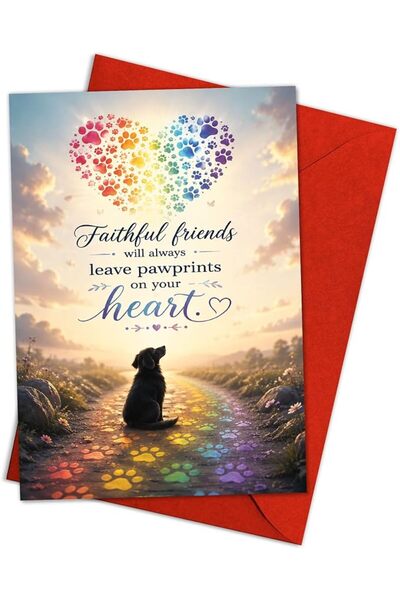GENERAL (8x5.3 Inch) In Loving Memory Pet Sympathy Card for Dog Cat, Rainbow ...