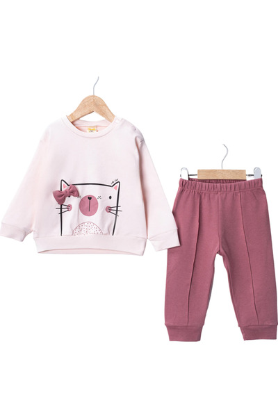 air baby Baby Girl Seasonal 2-Piece Set Cat Printed Long Sleeve Cotton Comfor...