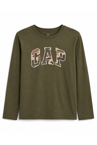 GAP Kids Gap Boys' Camouflage Logo Detailed Crew Neck T-Shirt 6-14 Years Green