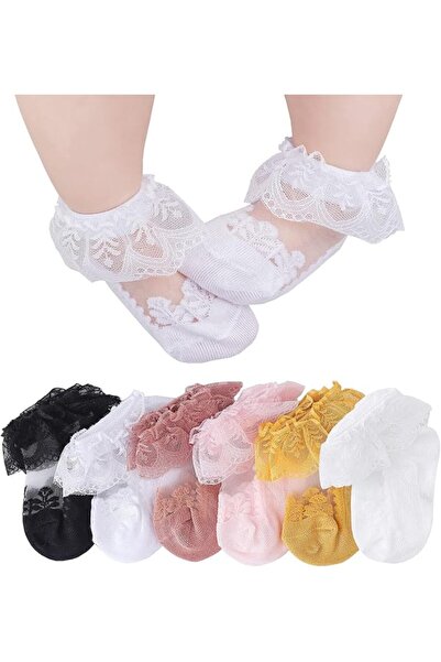 TERRIFI Baby Toddler Girls Princess Cotton Frilly Socks Lace Ruffle, Newborn ...