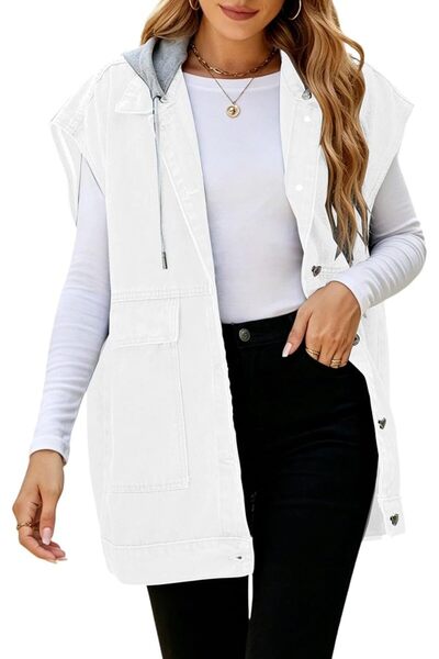 Generic Women's Sleeveless Distressed Jean Vest Casual Layering Oversized Den...