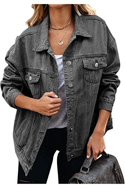 Generic Women's Fashion Denim Jacket Oversized Jean Coat Loose Casual Outerwear