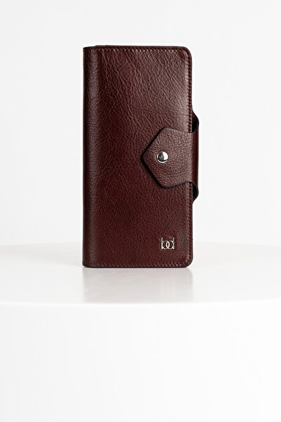 BAYDERİ Lehix Genuine Leather Wallet with Compartments Brown