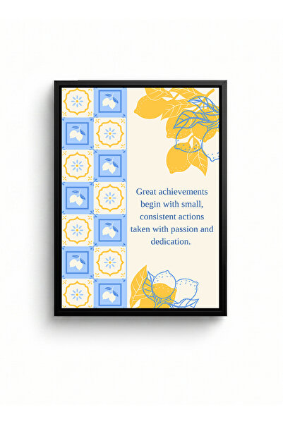 LOWHA Canvas Wall Art on Wood Frame with Black Floating Frame and Motivationa...
