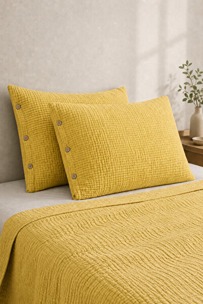 VERONİCA LİNE 6 Layer Muslin 100% Cotton 2-Piece Buttoned Set of Pillowcase 5...