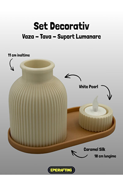 Epic Crafting Set Decorativ: Vaza - Tava - Suport pentru Lumanare