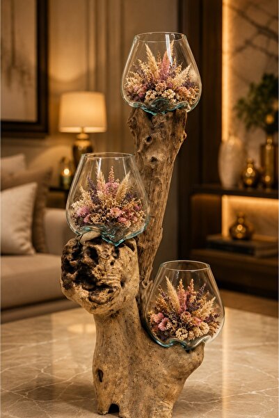 Generic Luxurious Glass Vase with Natural Wood Base – a Versatile Decorative ...