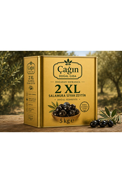 Çağın Doğal Gıda 2 XL Premium Siyah Zeytin 5 KG – İri Tane, Dolgun ve Etli Zeytin