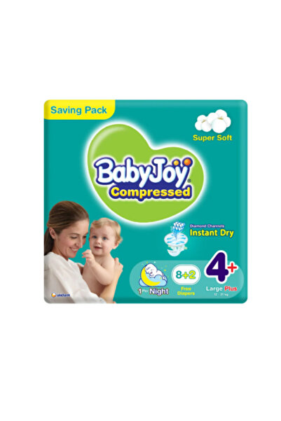 Baby Joy حفاضات دايموند مضغوطة كبيرة الحجم 4 بلس - 10 قطع