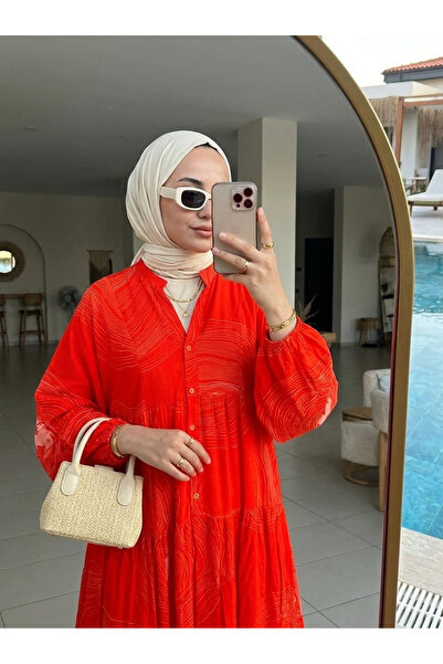 Kirazca Butik فستان نسائي طويل بنمط مموج صيفي (بدون بطانة)
