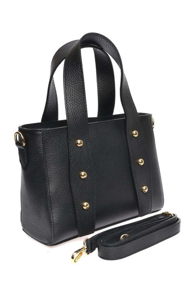 SimpleFind Anna Luchini Geanta piele -Tessa-Negru,Geanta de mana piele naturala, poseta, femei