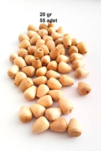 modi 20 gr (55 pieces) wooden beads 12 mm length x 10 mm width natural wood m...