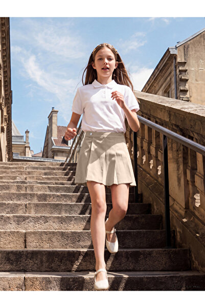 LC Waikiki Lcw Kids Beige Girls' Pleated Gabardine Shorts Skirt from Cc Colle...
