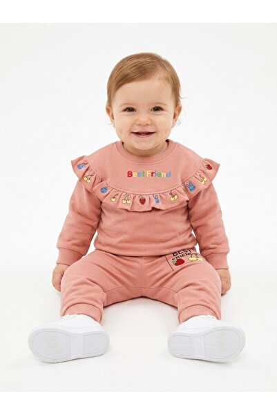 Kids Kingdom Cotton Organic Ruffle Detailed 2-Piece Baby Girl Set
