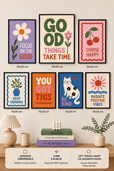 UNT 7-Piece Frame-Looking Modern Painting Set |   Retro & Pop Art |   Motivat...