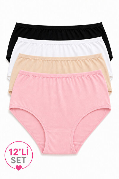 İpeksi Collection 100% Cotton High Waist Daily Panties 12 Pack