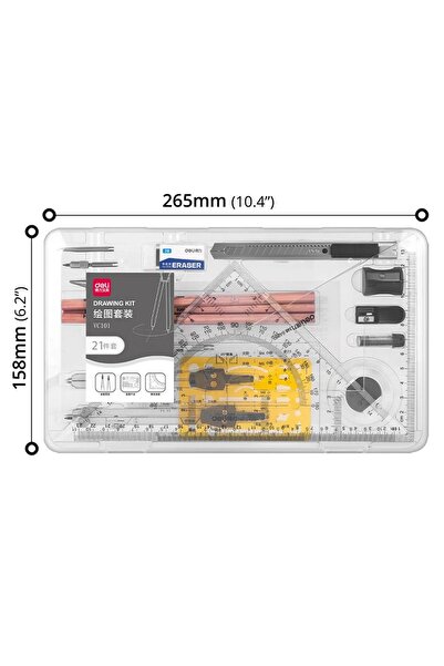 Deli Mathematical Instrument Kit (21 Pcs Set)