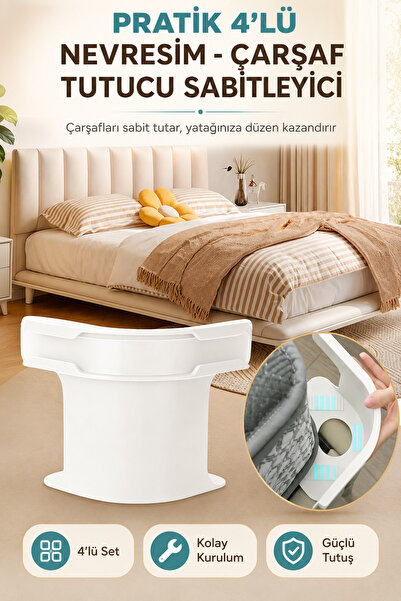 Ecuy 4'lü Çarşaf Tutucu Sabitleyici Nevresim Tutucu Yatak Çarşaf Klipsi Kaydı...