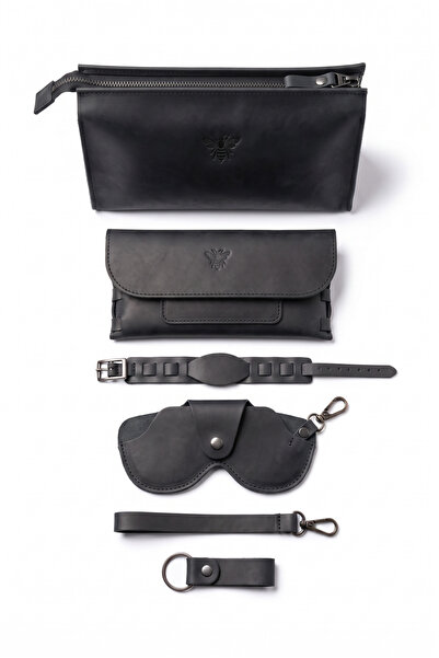 BeeBlack 100% Genuine Crazy Cowhide Leather Titan Model Set of 6 (Handbag, Wa...