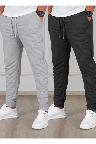 TORUK MAKTO Set of 2 Unisex Ribbed Leg Sweatpants Jogger Comfortable Fit Dail...