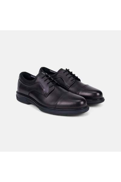 Desa Men's Black Desacomfort Classic Leather Shoes with Stitching Detail