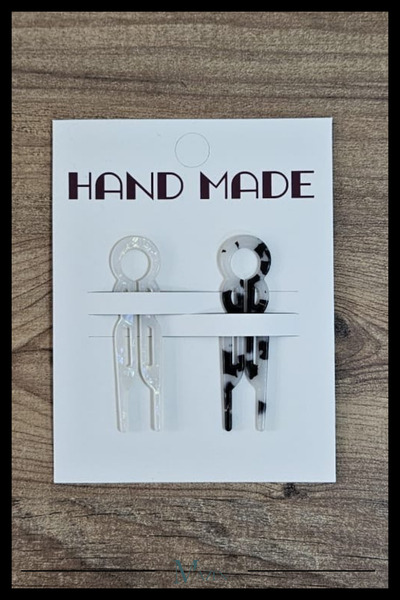 MAZEN 2 Adet Yuvarlak Model Hairpin Saç Topuz Tokası Çubuk Toka Siyah Beyaz 7 cm