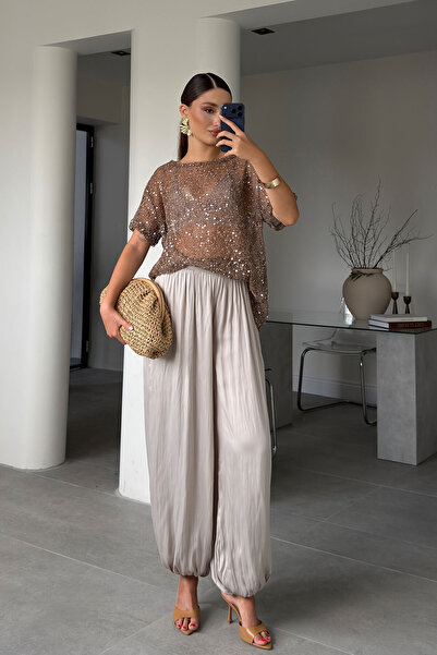 MAGARDE Pleated Shalwar Trousers - Beige