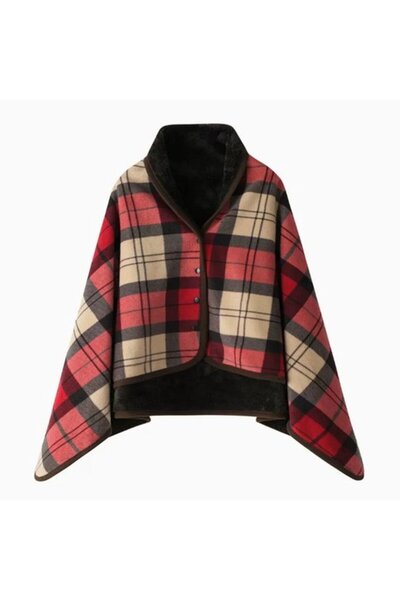 STARSTAR Women's fleece scarf 100x140cm camel plaid sleeveless blanket.