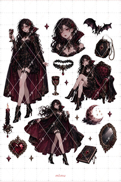 Mimu Art Studio Vampir Cadılar Bayramı Kostümü Sticker Seti Halloween Temalı ...