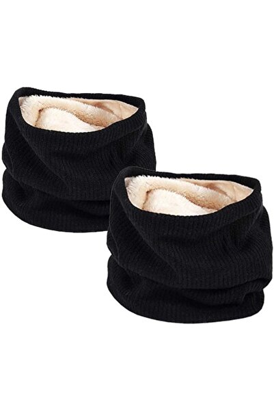 STARSTAR Women's acrylic scarves 2pc black/gray fluffy soft warm.