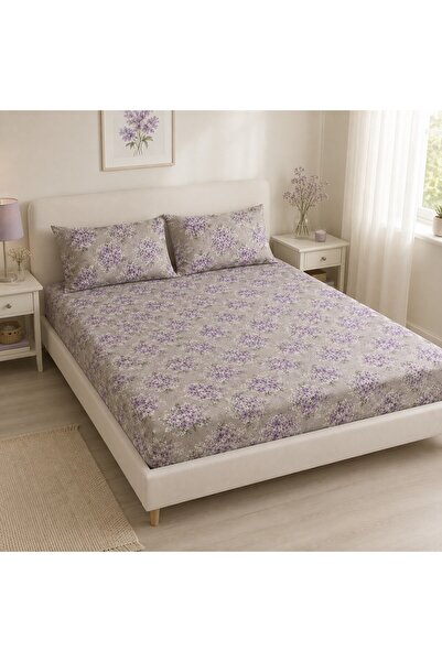 shules collection Leylak Bahçesi 100% Cotton Ranforce Elastic Bed Sheet Set w...