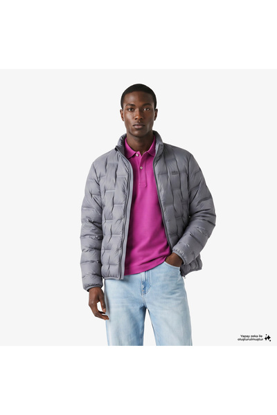 Lacoste Erkek Regular Fit Dik Yaka Kapitone Koyu Gri Mont