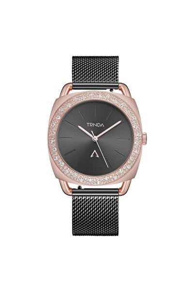 TRNDA Women's Rose Gold Watch, Black Dial | Trnda-Rg35.8