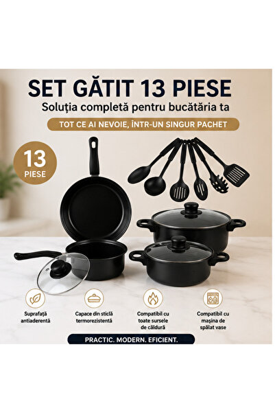 OEM Set Oale și Cratițe 13 Piese, Antiaderent, Capac Sticlă