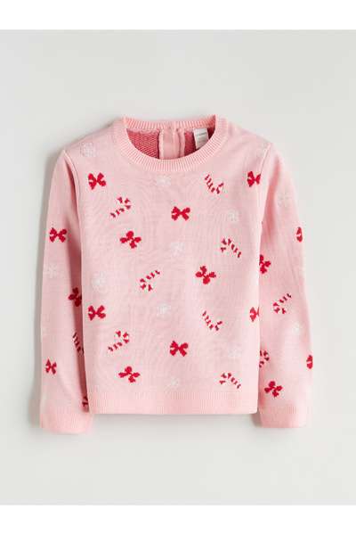 LC Waikiki Pulover tricotat pentru fete cu guler rotund cu model