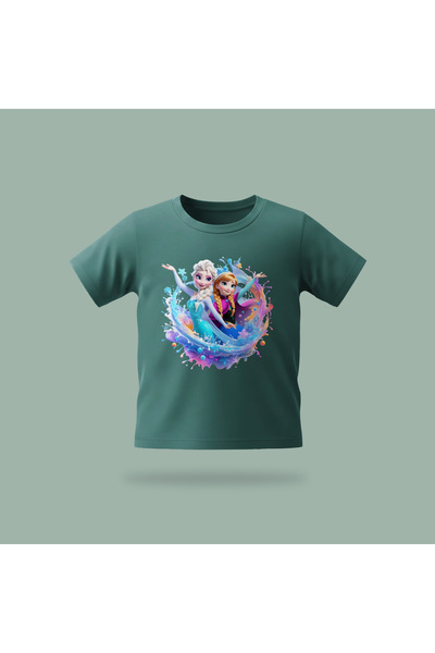 Erays Home Kids Elsa Frozen Magic Ice Wave Pattern Printed T-Shirt 100% Cotto...