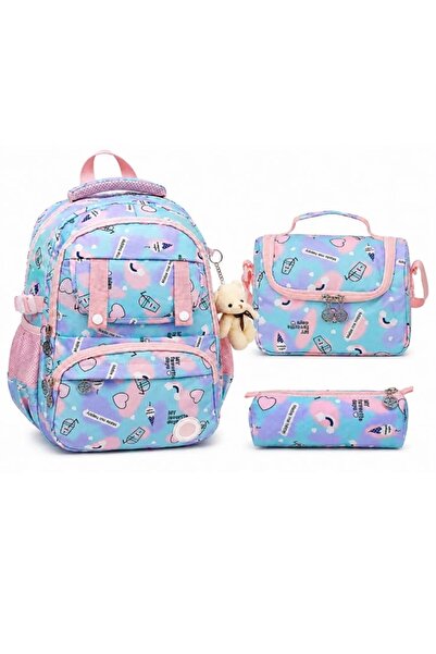 tüftürük Five-Compartment Orthopedic Bag with Teddy Bear Accessories, Pen Hol...