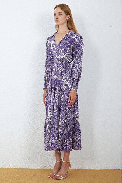 MY GRS Patterned Viscose Long Dress Giped