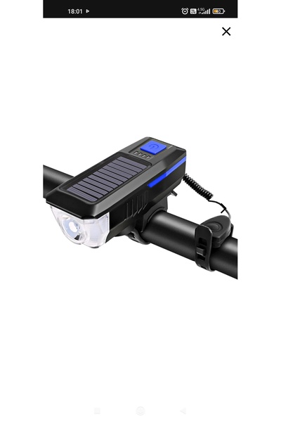 Genel Markalar Bisiklet Solar Korna Işık 3 Mod 120 Desibel 350 Lümen Bisiklet...