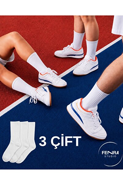 FENRA STUDIO Unisex 3-Piece Sports College Tennis Socks Towel Sole Cotton Swe...