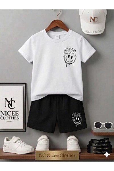Leto Lykia Summer Children's T-Shirt Shorts Unisex (Flame Emoji Printed)