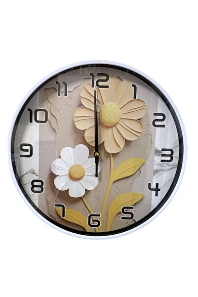 OEM Ceas decorativ de perete Alb, Ceas perete living, bucatarie, model Floric...