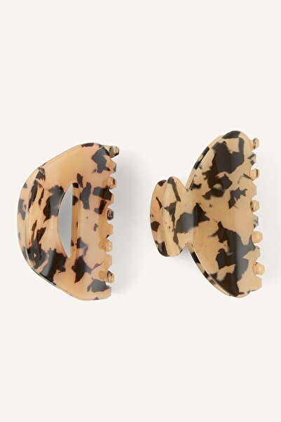 DeFacto Women's 2-Piece Turtle Shell Patterned Hair Clips I3652Axns