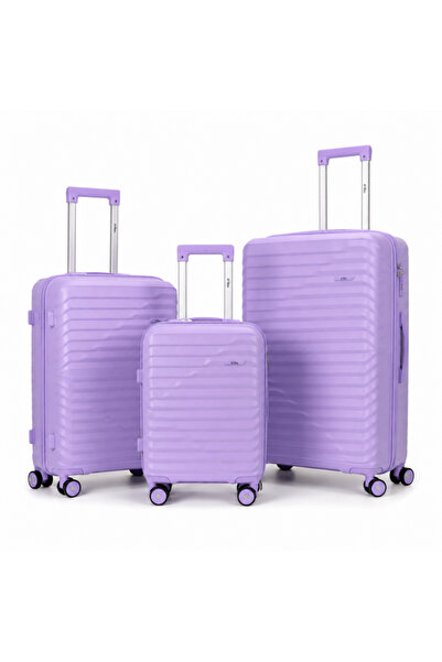 JollyMag Set 3 trollere de calatorie, valize mov de bagaje cu roti, 3 în 1, u...