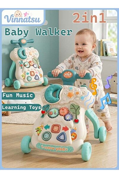 Vinnatsu 2 in 1 Sit to Stand Baby Walker, Baby Push Walker Activity Center wi...