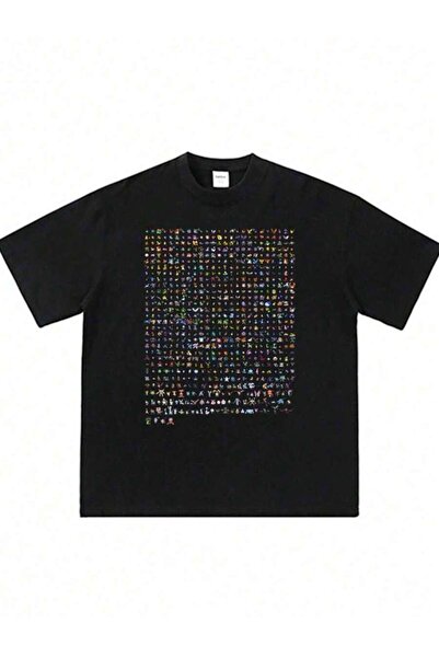 2BIR Ones 8 Bits Full Graphic Print Y2k Clothes Casual Short Sleeve Anime Car...