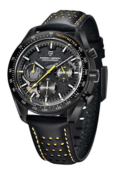 Pagani design Men's Quartz Watches full Black Stainless Steel Chronograph Wri...