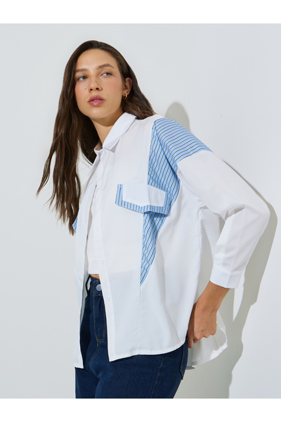 Styli Multi-Color Striped Pocket Details Shirt