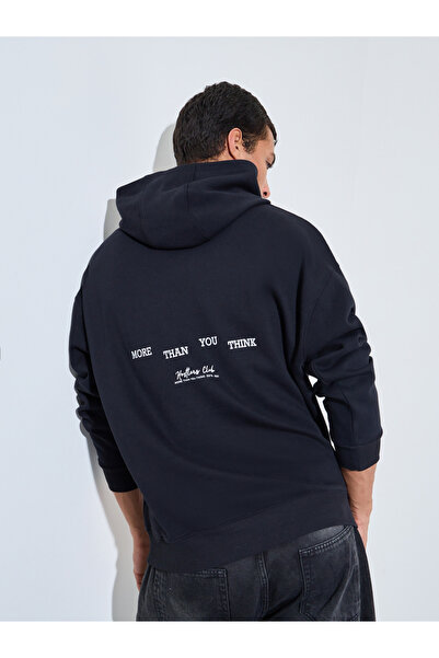 Styli Black Graphic Print Oversized Hoodie