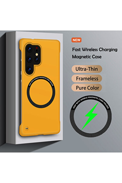 Choice48 Galaxy S25 Edge Yellow Luxury Ultra Slim Magnetic Frameless Solid Co...